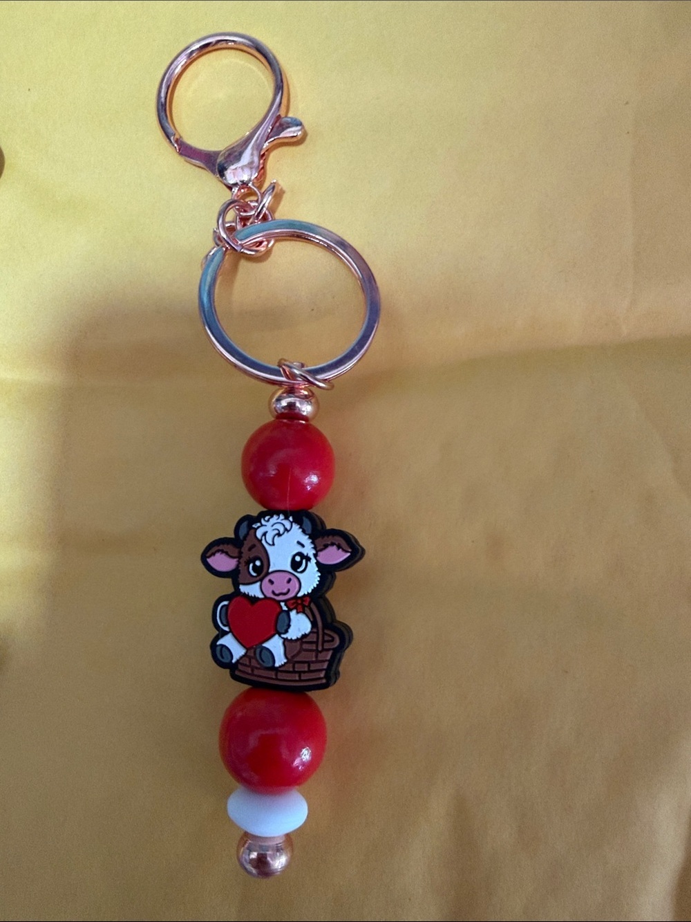 Cute Charm Keychain bag charm - Red, Pink, White Beaded Designs - Picture 4 of 4